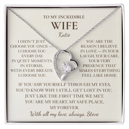 To My Wife Necklace - Personalized Romantic Gift with Message Card