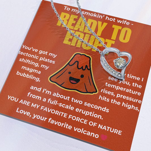 Funny Husband to Wife Gift – “To My Smokin' Hot Wife” Volcano Message Card with Necklace