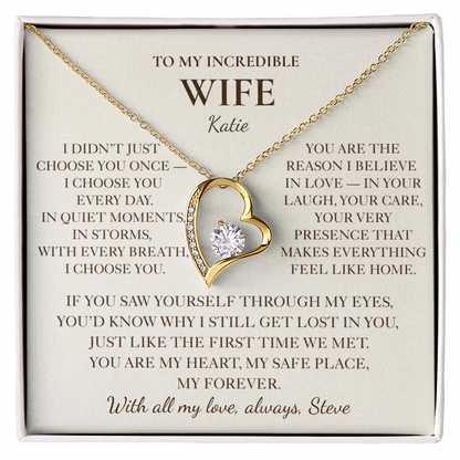 To My Wife Necklace - Personalized Romantic Gift with Message Card