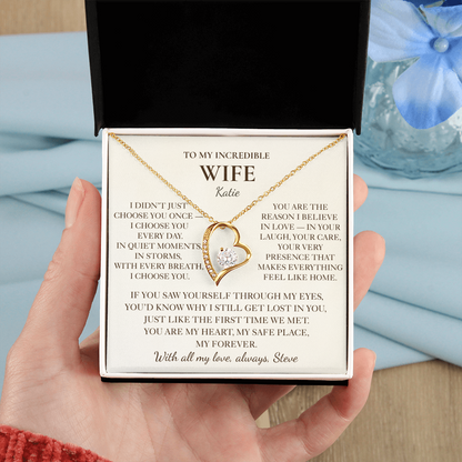 To My Wife Necklace - Personalized Romantic Gift with Message Card
