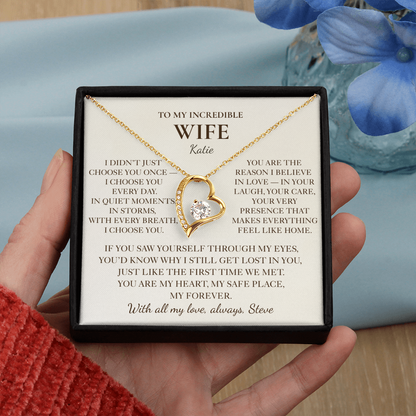 To My Wife Necklace - Personalized Romantic Gift with Message Card