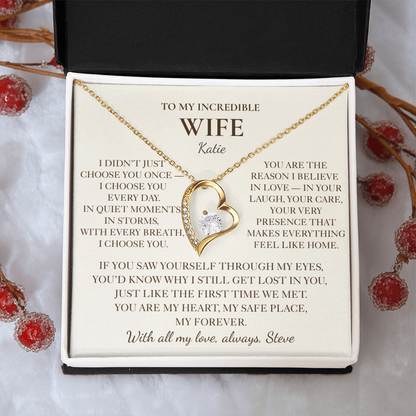 To My Wife Necklace - Personalized Romantic Gift with Message Card