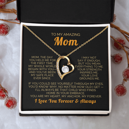 To My Mom Necklace - Heartfelt Forever Love Gift Set for Christmas, Mother's Day or Birthday