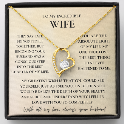 To My Wife Necklace - Romantic Heart Gift with Message Card