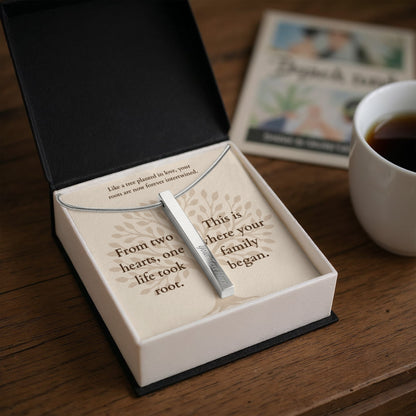 Personalized Family Tree Necklace for New Parents – Custom Engraved Pendant with Baby Name & Birth Date