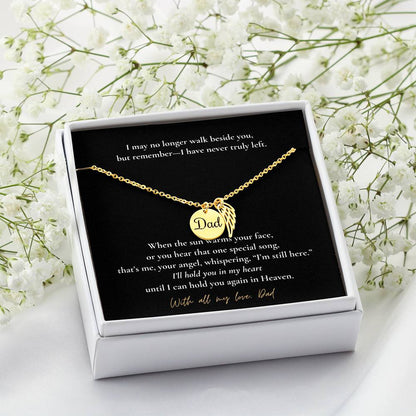 Memorial Jewelry for Loss of Dad – Remembrance Necklace with Angel Wing – Sympathy Gift Keepsake