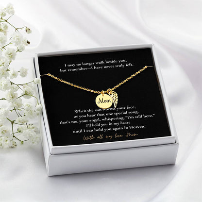 Memorial Jewelry for Loss of Mom – Remembrance Necklace with Angel Wing – Sympathy Gift Keepsake