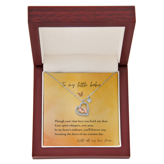 Loss of Child Memorial Necklace | Infant Loss Keepsake Jewelry | Baby Feet Heart Bereavement Gift for Mom