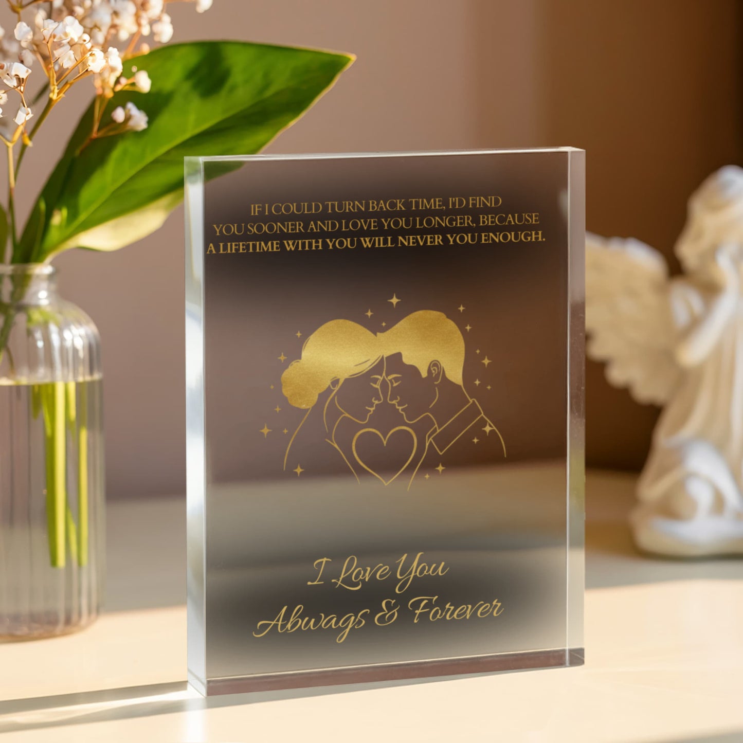 To My Wife – Romantic Christmas Acrylic Block | I Love You Always & Forever Gift from Husband