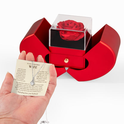 To My Wife" Necklace with Heartfelt Message – Luxury Heart-Shaped Gift Box & Rose