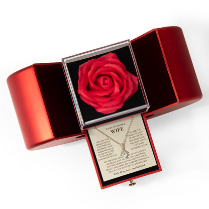 To My Wife" Necklace with Heartfelt Message – Luxury Heart-Shaped Gift Box & Rose