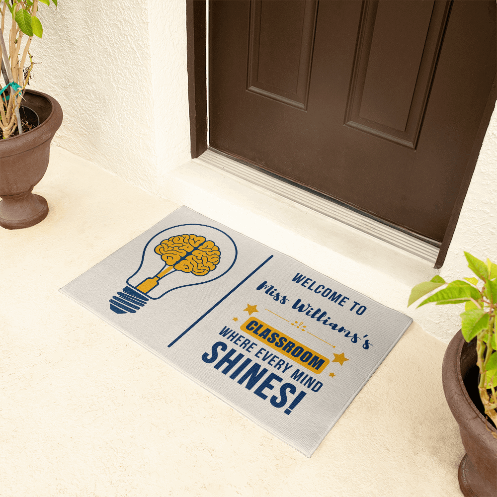 Personalized Teacher Name Doormat - Custom Classroom Decor Welcome Mat | Teacher Appreciation Gift for School