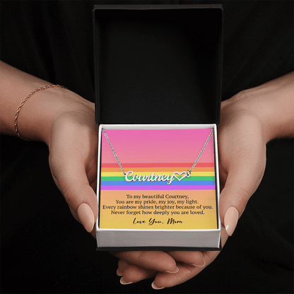 Custom Name Necklace – Rainbow Pride Gift for LGBT Child from Mom