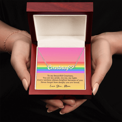 Custom Name Necklace – Rainbow Pride Gift for LGBT Child from Mom