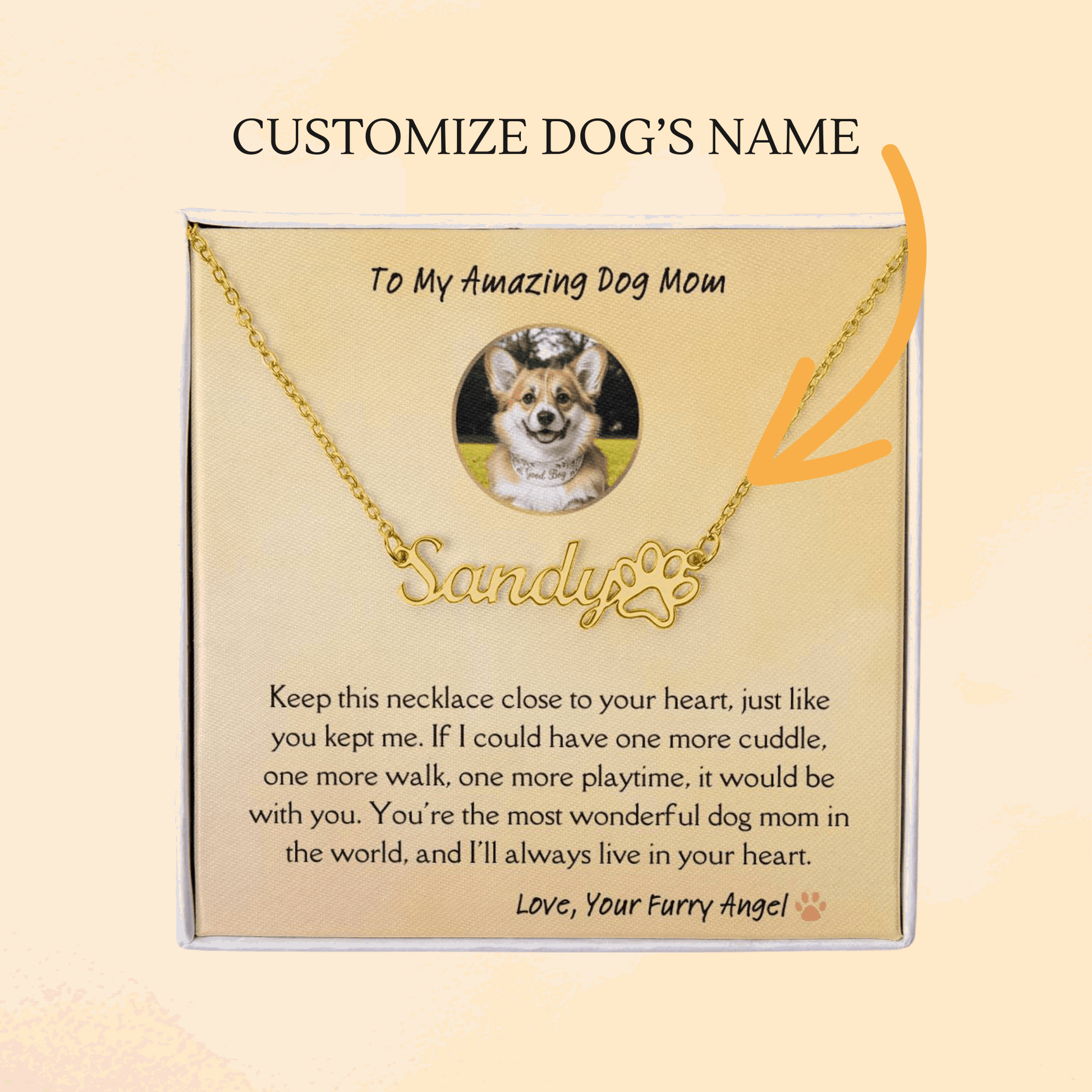 Personalized Dog Name Memorial Necklace – Pet Loss Sympathy Gift for Dog Moms