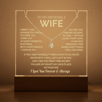 Acrylic Plaque & Necklace – Romantic Gift for Wife – Anniversary, Birthday, Christmas