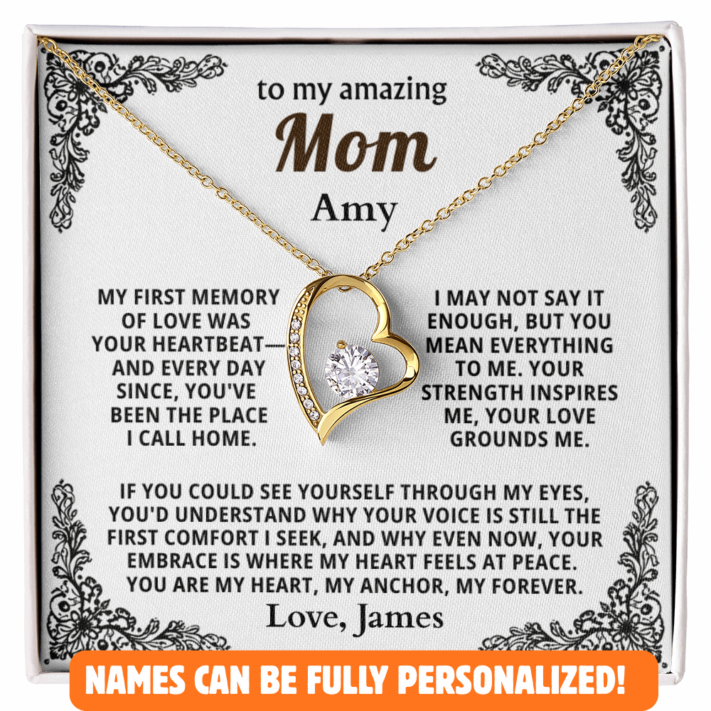 Personalized To My Mom Necklace - From Son or Daughter - Heartfelt Gift Set for Christmas, Mother's Day or Birthday (white card 2)