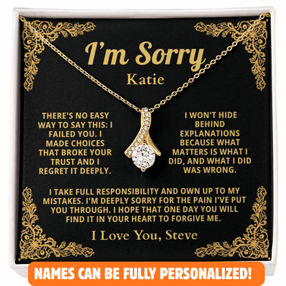 Personalized Apology Necklace for Her - Wife,  Girlfriend, Sister, Friend - I am Sorry, Forgive me Gift for Christmas or Other Occasions