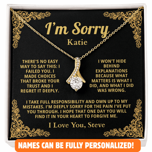 Personalized Apology Necklace for Her - Wife,  Girlfriend, Sister, Friend - I am Sorry, Forgive me Gift for Christmas or Other Occasions