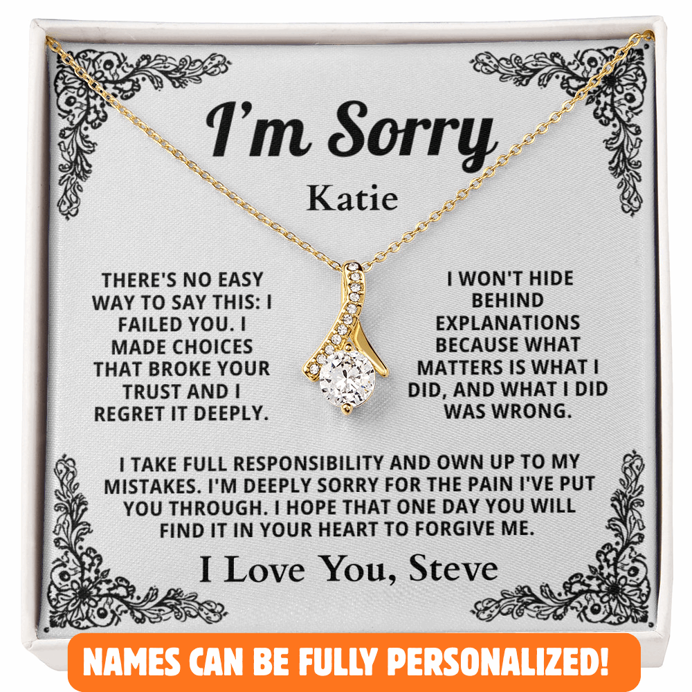 Personalized Apology Necklace for Her - Wife,  Girlfriend, Sister, Friend - I am Sorry, Forgive me Gift for Christmas, Birthday or Just Because