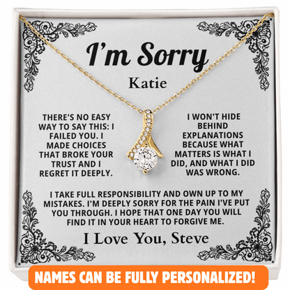 Personalized Apology Necklace for Her - Wife,  Girlfriend, Sister, Friend - I am Sorry, Forgive me Gift for Christmas, Birthday or Just Because