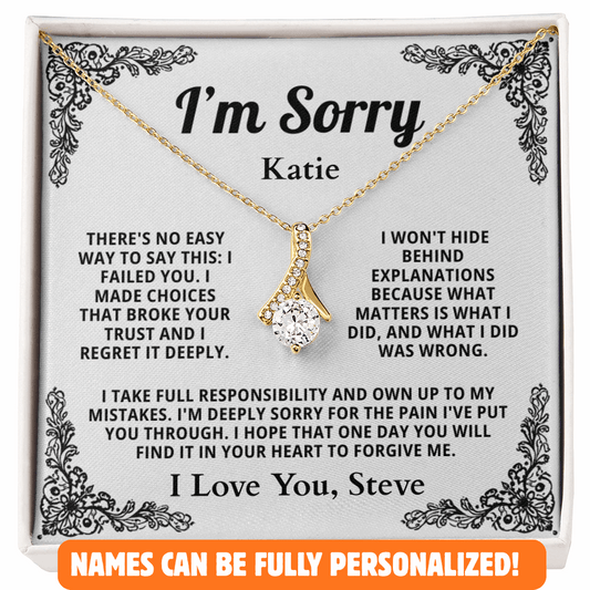 Personalized Apology Necklace for Her - Wife,  Girlfriend, Sister, Friend - I am Sorry, Forgive me Gift for Christmas, Birthday or Just Because