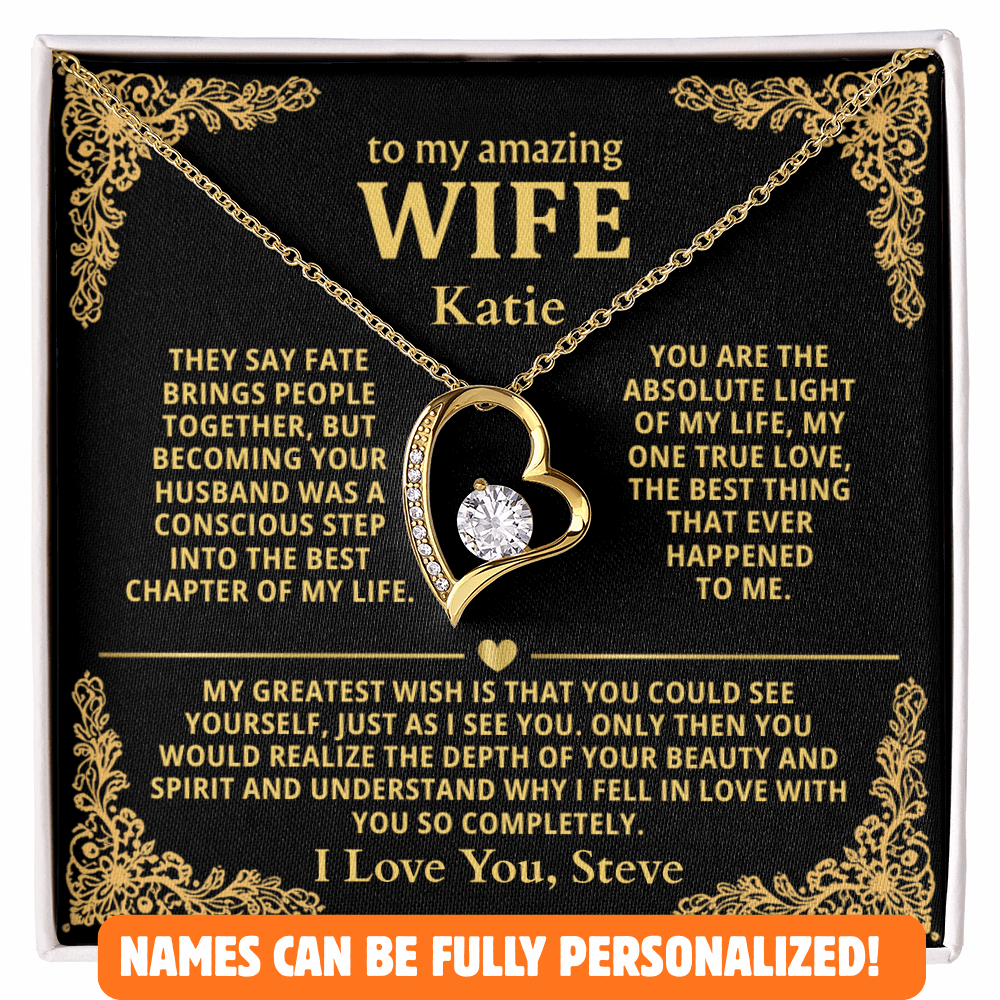 Personalized To My Wife Necklace - Heartfelt Gift Set for Christmas, Anniversary or Birthday