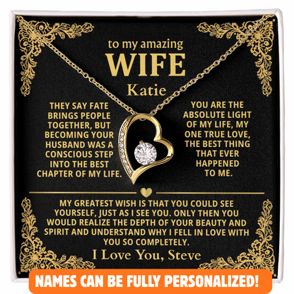 Personalized To My Wife Necklace - Heartfelt Gift Set for Christmas, Anniversary or Birthday