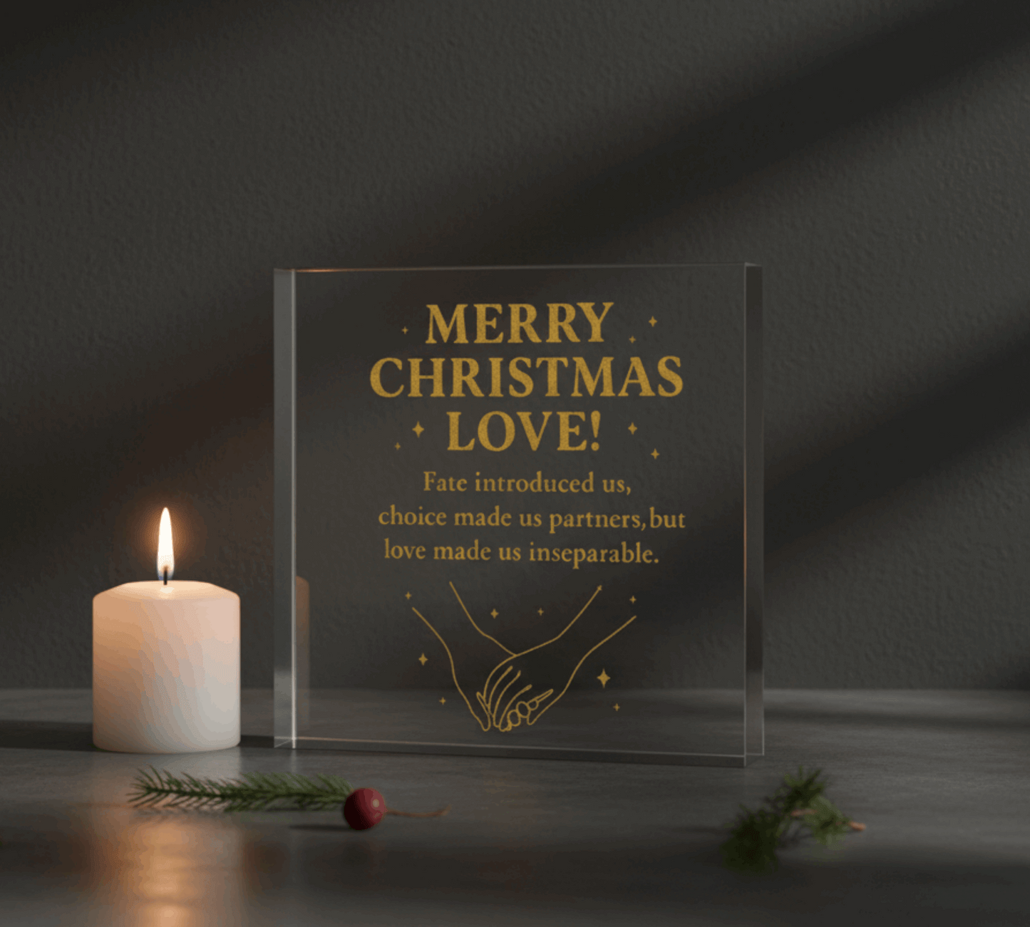 Merry Christmas Love Acrylic Block – Romantic Printed Plaque for Wife, Husband, Girlfriend, Boyfriend