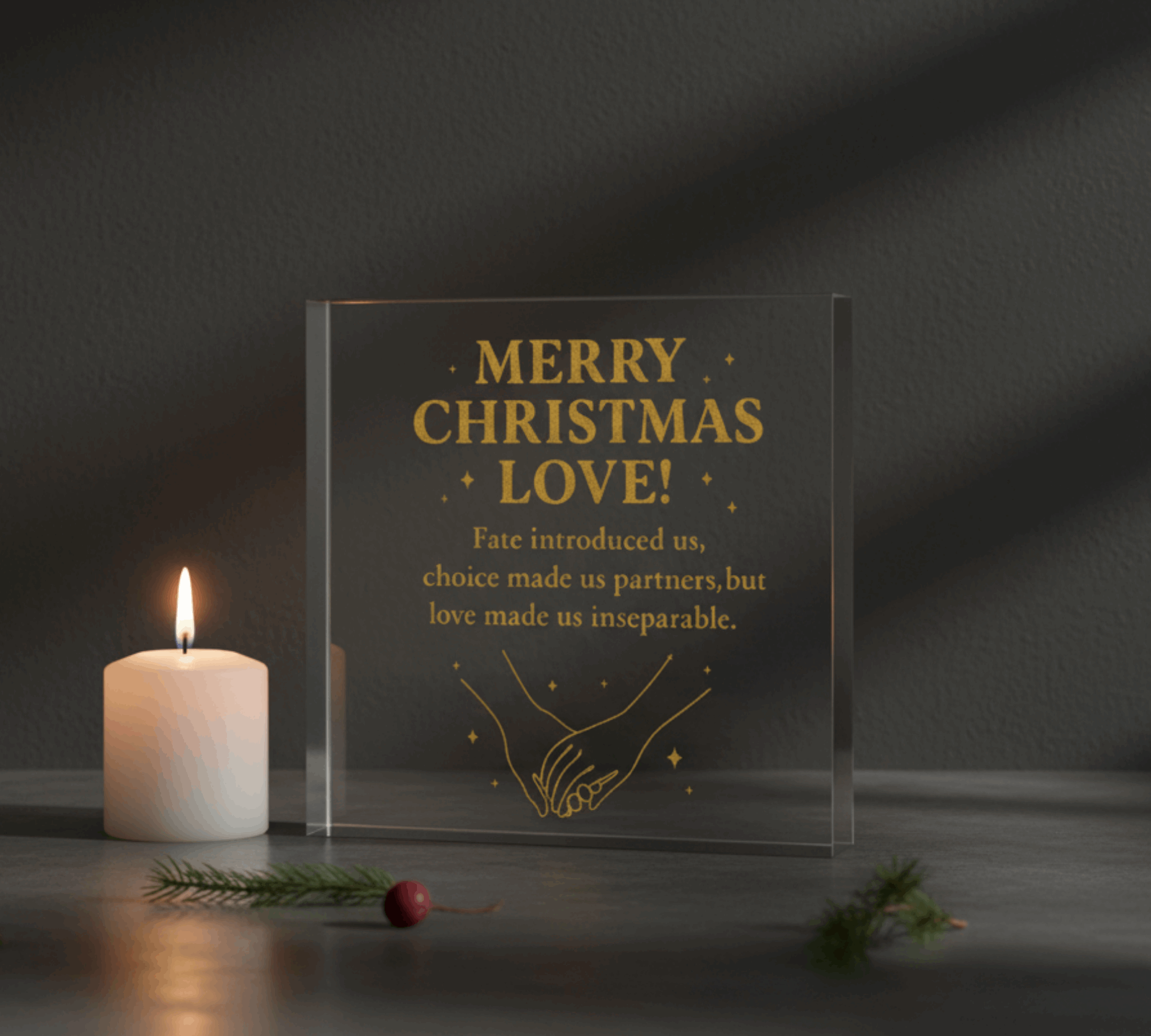 Merry Christmas Love Acrylic Block – Romantic Printed Plaque for Wife, Husband, Girlfriend, Boyfriend