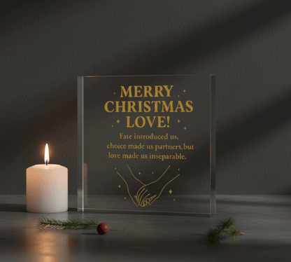 Merry Christmas Love Acrylic Block – Romantic Printed Plaque for Wife, Husband, Girlfriend, Boyfriend