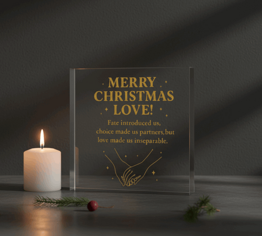 Merry Christmas Love Acrylic Block – Romantic Printed Plaque for Wife, Husband, Girlfriend, Boyfriend