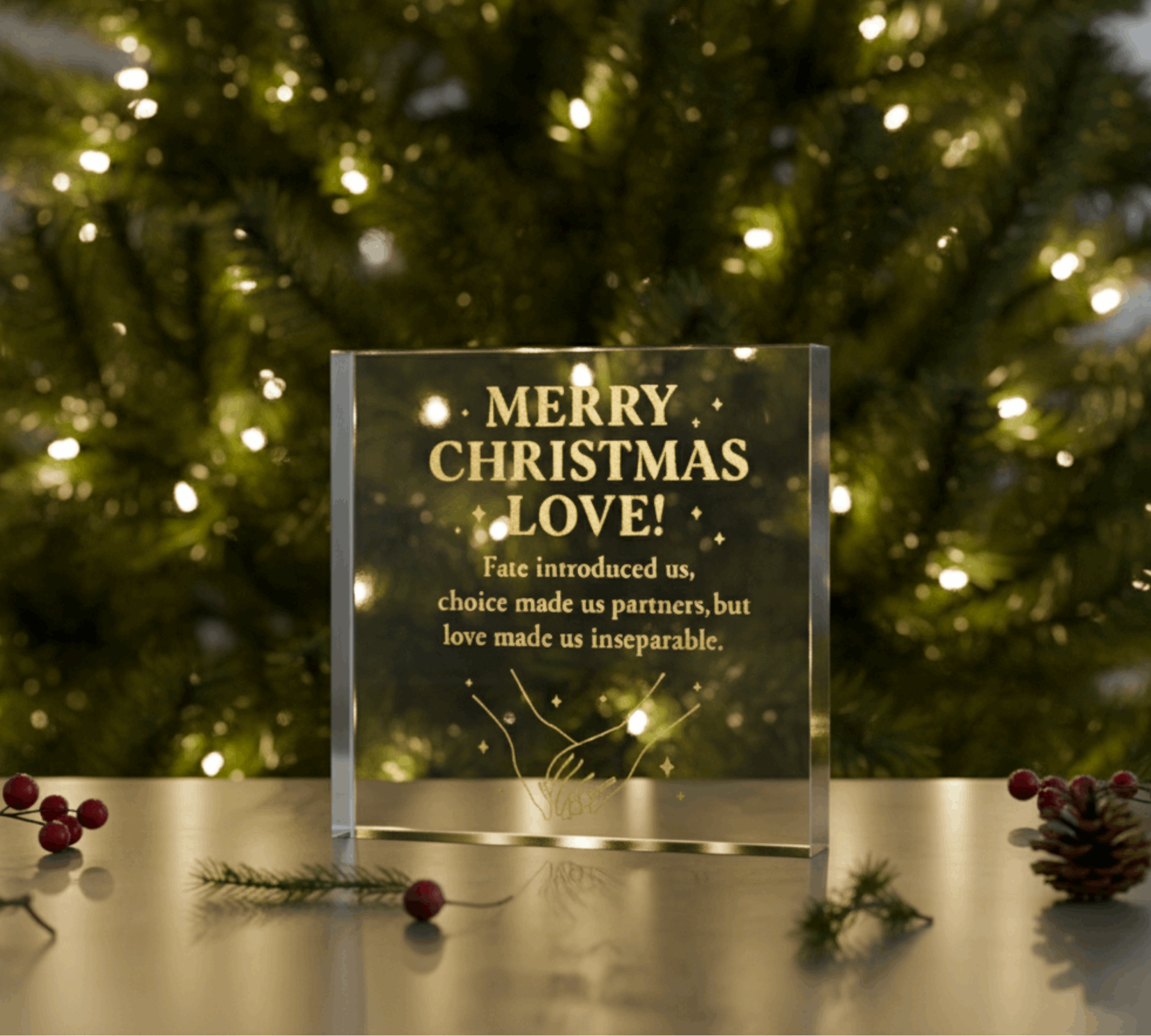 Merry Christmas Love Acrylic Block – Romantic Printed Plaque for Wife, Husband, Girlfriend, Boyfriend