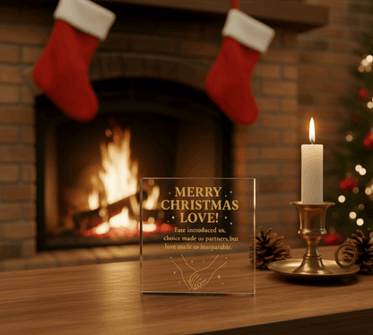 Merry Christmas Love Acrylic Block – Romantic Printed Plaque for Wife, Husband, Girlfriend, Boyfriend