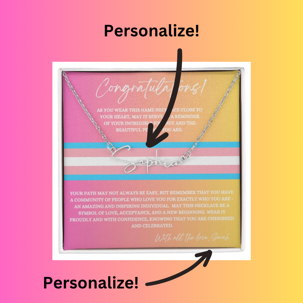 Personalised Gift for Trans - Transgender Name Change Necklace - Trans Pride Month Gift Idea - Transition Gift
