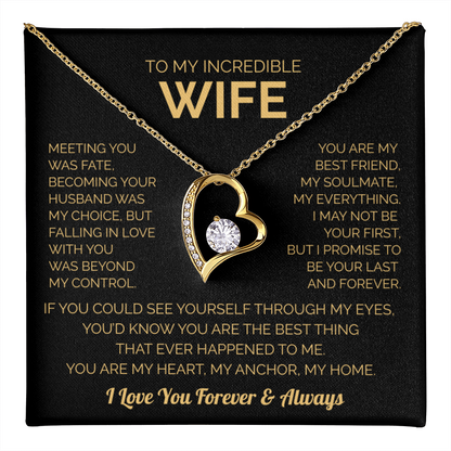 To My Wife – Heart Necklace with Red Rose Gift Box | Romantic Jewelry Gift for Christmas, Birthday & Anniversary