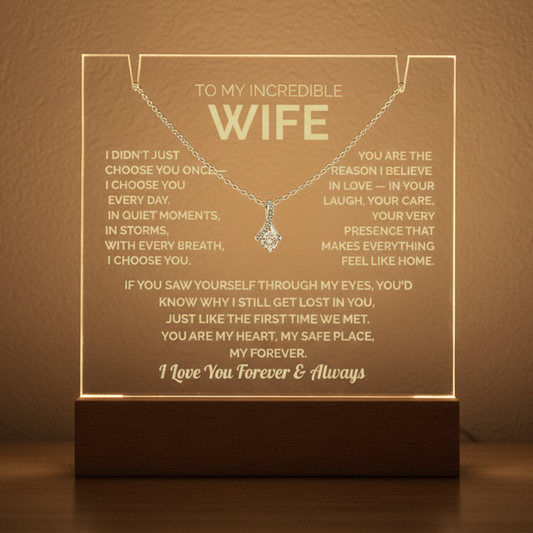 Acrylic Plaque & Necklace – Romantic Gift for Wife – Anniversary, Birthday, Christmas
