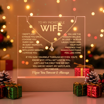 Acrylic Plaque & Necklace – Romantic Gift for Wife – Anniversary, Birthday, Christmas